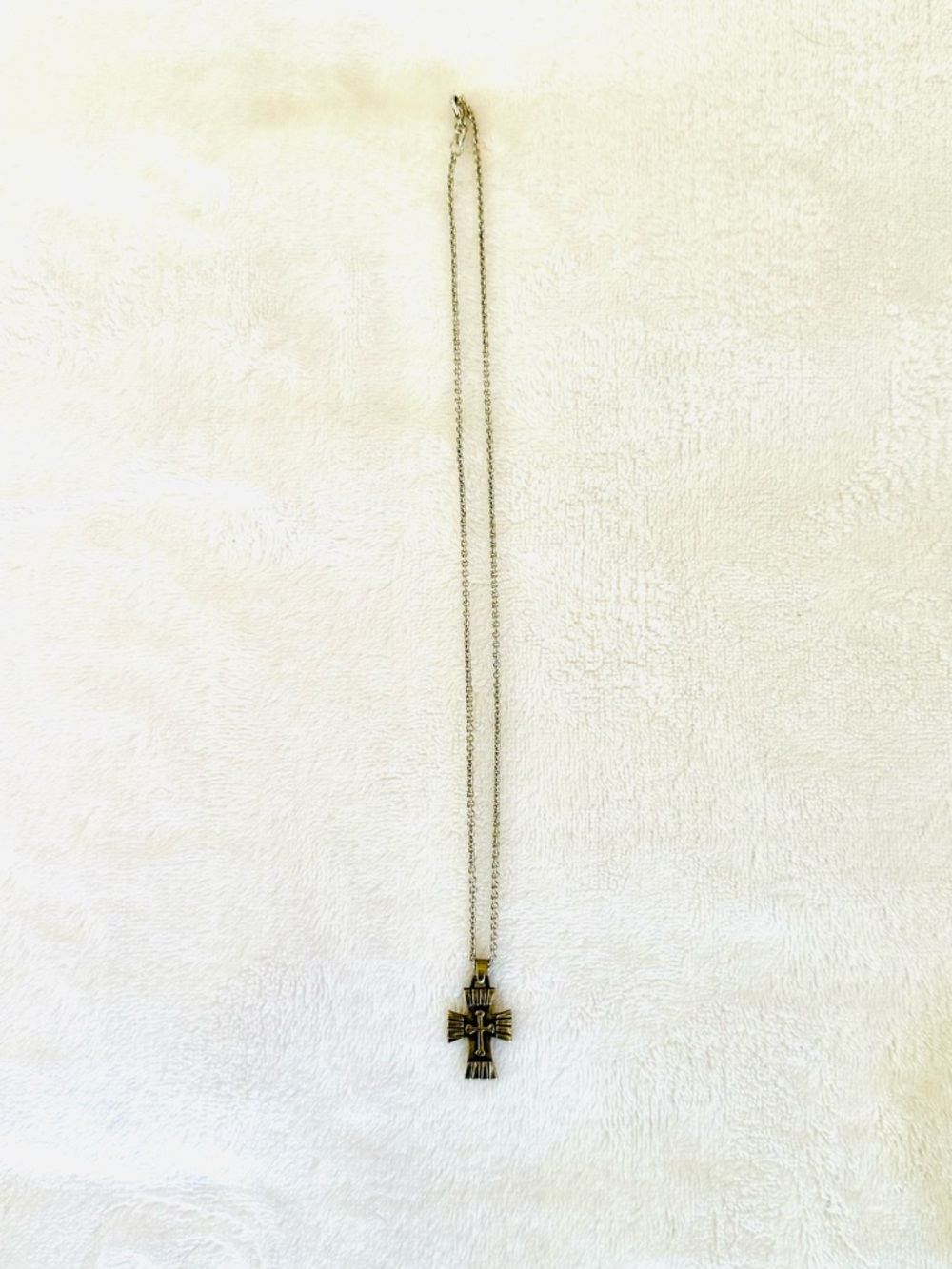 James Avery - cross charm and necklace - silver and brass